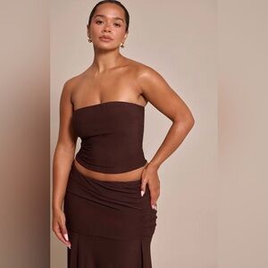 BLACK PLT Shape Double Layered Bandeau Top - US 8